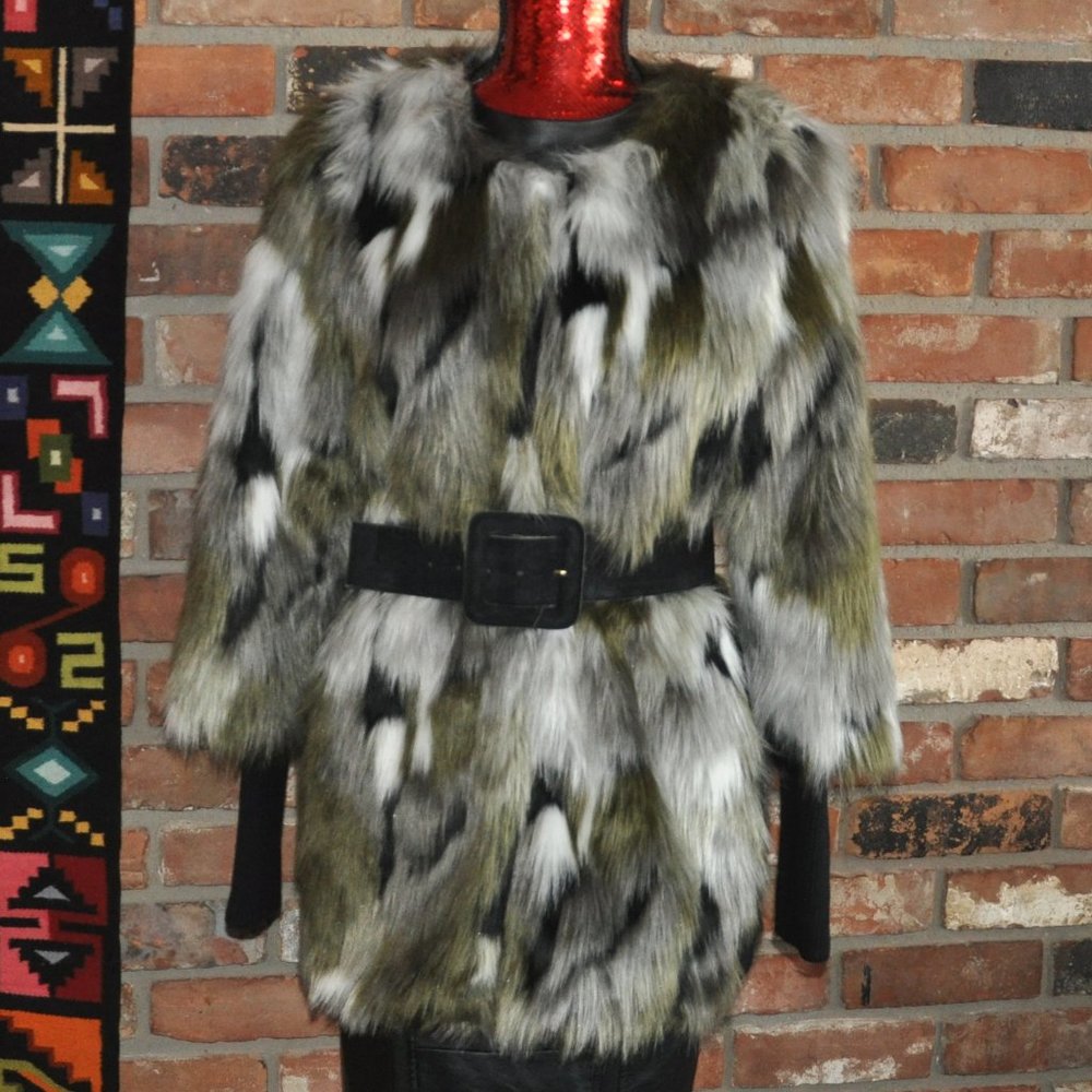 Rare ANTHROPOLOGIE NANTES FAUX-FUR PLENTY BY TRACY REESE Car Coat M Mint